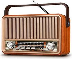 PRUNUS J-120 AM/FM/SW Retro radijo imtuvas su 1800 mAh baterija arba kintamosios srovės maitinimu, virtuvės radijo imtuvas su "Bluetooth", palaiko USB/TF/AUX funkciją, paprastas radijo imtuvas senjorams.