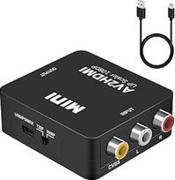 RCA ir HDMI adapteris, AV ir HDMI vaizdo ir garso keitiklis 1080P, skirtas PS2, "Xbox", SNES, VHS, DVD grotuvams, palaiko PAL/NTSC, prijungiamas ir naudojamas su USB maitinimo kabeliu, RCA keitiklis idealiai tinka HDTV monitoriui