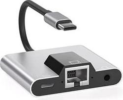 USB ir eterneto adapteris, C tipo ir eterneto USB C ir 3,5 mm garso PD greito įkrovimo LAN tinklo adapteris