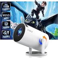 [2025 atnaujinta ir "Android 11.0"] Mini projektorius Native 720P HD, palaiko 4K 1080P, "XGODY Gimbal 3" nešiojamasis projektorius 12000 liumenų, "WiFi 6", "Bluetooth", automobilinis keystonas, namų kino vaizdo projektorius (baltas)