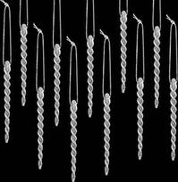 "Boao" pakuotė iš 50 plastikinių ledukų Susukti plastikiniai ledukai Kalėdų papuošalai Ladukai dekoracijos Kalėdų eglutės ir atostogų kalėdinių vestuvių kabinimas (sidabrinis, 5,12 colių)