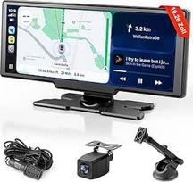 "Carplay" ekranas "Apple Car Play Android" automobiliui, 10,26 colių nešiojamasis belaidis "CarPlay" su 1080P galinio vaizdo kamera, GPS navigacija, "Bluetooth 5.2" valdymas balsu, "Mirror Link AUX FM", palaiko TF kortelę