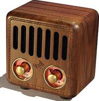 "Opis Radio 2" - mini riešutmedžio nostalgijos senovinis radijo imtuvas su "Bluetooth" garsiakalbiu, pagamintas iš medžio