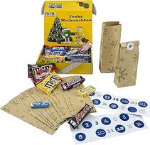 "Pasidaryk pats" advento kalendorius, kurį galima užpildyti "Snickers", "Twix", "Mars", "Bounty", "M&M's", "Extra" ir daugeliu kitų, kalėdinis kalendorius amatams, 24 maišeliai ir lipdukai, 24 klasikinės prekės, kurias galima užpildyti, įskaitant "M&M'S"