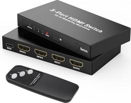 "Ticenpe" HDMI 2.1 jungiklis 8K @ 60Hz 4K @ 120Hz HDMI skirstytuvas 3 in 1 Out Palaiko VRR ir ALLM D-olby Vision, HDMI jungiklis, suderinamas su "PS5/4", "Xbox", "Apple TV", "Skybox", "Blu-Ray", HDTV, monitoriumi
