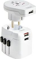"Vimar" 0A32303B Universalus kelioninis adapteris + USB, baltas