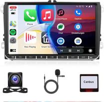 2G+64G Android Autoradio für VW Golf 5 6 Passat Polo Tiguan Touran Caddy Skoda Seat mit Carplay Android Auto, 9 Zoll Touchscreen Autoradio mit GPS Navigation Bluetooth FM/RDS WiFi EQ Rückfahrkamera