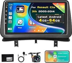 4G + 64G 9 colių lietimui jautraus ekrano automobilinis radijas, skirtas "Renault Clio 3th 2005-2014", radijas su belaidžiu "CarPlay" ir "Android Car", GPS, "WiFi", "Bluetooth", RDS, FM, USB, SWC, mikrofonas, atbulinės eigos kamera