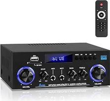 AK50 HiFi stiprintuvas su "Bluetooth" RMS 60WX2 stereofoninio garso stiprintuvo imtuvas 2.0 kanalo maksimalus 400W išėjimas Mini stiprintuvas garsiakalbio stiprintuvas su FM radiju, "Echo", mikrofonu, USB, SD įvestimi namams