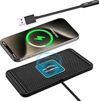 Indukcinė automobilinė įkrovimo stotelė, 10 W neslystantis belaidis automobilinis įkroviklis, universalus automobilinis įkroviklis mobiliesiems telefonams, ausinėms ir belaidį įkrovimą palaikantiems įrenginiams (USB 30 cm)