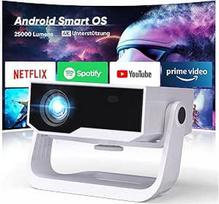 Išmanusis projektorius, palaikantis 4K, "Android 11", "Full HD 1080P", 28000 liumenų, "WiFi 6" ir BT 5.2, 120° reguliuojamas stovas, elektrinis fokusavimas, geometrijos korekcija, namų kino projektorius, skirtas "Switch"/PS5