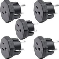 JAV/JP/CA vyriškos ir ES/DE/FR/IT/ES adapterio kištukas, JAV/CA/JP elektroninių prietaisų kištukas, skirtas 2 kontaktų ES moteriškos lyties/vokietijos moteriškos lyties kištukams (5 vnt., juodos spalvos)