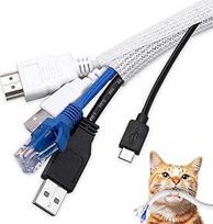 Kabelführungshülse, 3 m, weiß, Kabelmanagementhülse, erweiterbarer Drahtschlauch für USB-Strom-, Audio-Video-Kabel, haustiersicherer Kabelschutz für Zuhause, Büro, TV