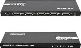 KanaaN HDMI 2.0 matricos PS5 komutatoriaus skirstytuvas 1 in 4 Out | 4K/1080p | Palaiko PS5, nešiojamųjų kompiuterių HDTV, EDID atmintį, CEC, "Daisy Chain", SP14HS, Dolby 5.1/Dolby-TrueHD, paskirstymo stiprintuvas projektams