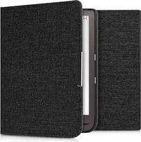 kwmobile "Pocketbook InkPad 3" dėklas - "Book Style Fabric Protective e-Reader Cover Flip Folio Case" - tamsiai pilkas
