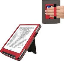 kwmobile dėklas, suderinamas su Pocketbook InkPad 4 / Color 3 / Color 2 / Vivlio InkPad 4 / InkPad Color 3 dėklu - atverčiamas dėklas su dirželiu rankai - dirbtinės odos viršelis - raudonas tamsiai pilkas