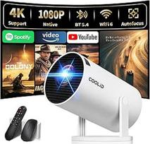 Mini projektorius palaiko 4K 1080P 2026 Nešiojamas projektorius su 5G WiFi 6 ir BT 5.4 projektoriumi Mažas projektorius su automatine specialia korekcija 270° pasukimo kampu, skirtas televizoriui, USB, nešiojamajam kompiuteriui, HDMI/PC, baltos spalvos