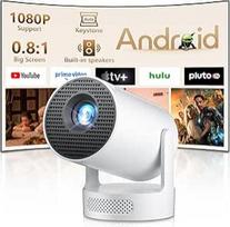 Mini projektorius su 4K palaikymu, automobilinis raktažodžių koregavimas su "WiFi" 6 BT, išmanusis projektorius 4K FHD 1080P palaiko "Android 11.0", projektorius mobiliajam telefonui, nedidelis lauko 180° pasukamas, suderinamas su USB