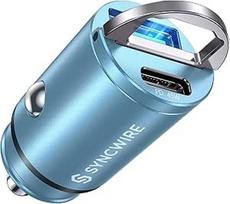 SYNCWIRE 90W Cigaretės žiebtuvėlio USB C ir USB automobilinis adapteris [PD 45W ir QC 45W] Super mini metalinis automobilinis įkroviklis USBC greitasis įkrovimas, suderinamas su "iPhone 15 14 13 13 12 Pro Max", "Google Pixel 7", "Samsung", mėlynas