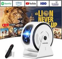 [Integruota programėlė] Mini projektorius palaiko 4K 1080P 2026, automatinis projektoriaus fokusavimas ir geometrijos korekcija, 360° kampu besisukantis projektorius su "WiFi 6" ir "Bluetooth 5.4", HDMI/TV Stick/USB/baltas