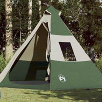 Stovyklavimo palapinė, žalia, septynvietė, tipi dizaino
