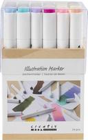 Creative Toys Creativ - Illustration Marker, Line 1+8 mm, Pastel Colours, Standard Colours, 24 pc - ()
