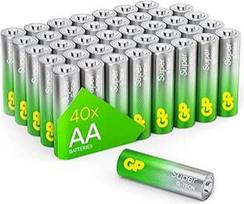 "GP Super Alkaline Batteries" AA 1,5 V (Mignon, LR06), idealiai tinka kasdienių prietaisų maitinimui, "G-TECH Longlife" technologija, 40 AA tipo baterijų pakuotėje