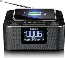 "Lenco CR-650 DAB+ Clock Radio" - DAB+ ir FM laikrodis - 20 stočių atmintis - snaudimo funkcija - 2 x 2 W RMS - LCD ekranas - USB ir QI įkroviklis - juodas