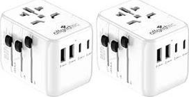 "Offgridtec" universalus kelioninis adapteris visame pasaulyje, 2 x USB-A ir 2 x USB-C, baltas (2 vnt.)