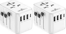 "Offgridtec" universalus kelioninis adapteris visame pasaulyje, 3 x USB-A ir 1 x USB-C, baltos spalvos (2 vnt.)