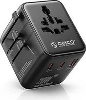 "ORICO" kelioninis adapteris "5-in-1" su 20 W PD greituoju įkrovimu, 2 USB-C ir 1 USB-A, kelioninis kištukas su 2 saugikliais Europai, Jungtinei Karalystei, JAV, Azijai - idealus kelionės reikmuo - UA