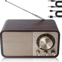 "Retro" radijo imtuvas su "Bluetooth", "Nostalgijos" radijo imtuvas su 1500 mAh įkraunama baterija, USB/TF kortelė/AUX, 5 W garsiakalbis, medžio išvaizdos, senovinis radijo imtuvas virtuvei, miegamajam ir biurui