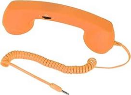 "Retro" telefono ragelis su 3,5 mm mobiliojo telefono imtuvu, USB ragelis mobiliesiems telefonams, garsiakalbiai ir mikrofonas su dideliu garsumu mobiliesiems įrenginiams, lengvas atsiliepimas į skambučius, oranžinės spalvos