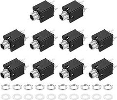 10 x 6,35 mm Stereo-Audio-Klinkenstecker, 50 V, 3-polige Leiterplattenmontage, Videoanschlüsse, Stereo-Kopfhörerbuchse mit Muttern und Abstandshalter für Kopfhörer, Lautsprecher