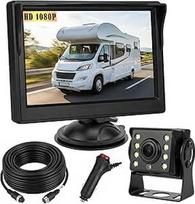 4 kontaktų automobilio atbulinės eigos kameros parkavimo pagalbos sistema, 12V-24V 5 colių TFT LCD HD spalvotas atbulinės eigos monitorius + 8 šviesos diodų naktinio matymo vandeniui atspari atbulinės eigos kamera