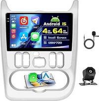4+64G "Android" automobilinis radijas su ekranu, skirtas "Renault Logan 1 Sandero" 2009-2015 m. Largus Dacia Duster Belaidis "Carplay", automobilinis radijas su navigacija, 9 colių ekranas, "Android Car/FM/RDS/Reversing Cam