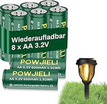 AA 3,2 V 600 mAh LiFePo4 baterija, įkraunama AA baterija su mažu savaiminiu išsikrovimu, skirta lauko žibintams, saulės sodo žibintams, saulės stulpų žibintams