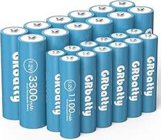AA AAA įkraunamos baterijos, 12 AA įkraunamų baterijų pakuotė, NI-MH 3300 mAh, 12 AAA baterijų NI-MH 1100 mAh