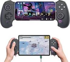 abxylute S9 Full-Size Gaming Phone Controller für iPhone 15/16/17, iPad Mini 6/7 Android Tablet Bluetooth TypeC Mobile Gamepad Kostenloser Tastenbelegung Genshin Impact, Hall Effect Joystick (juodas)