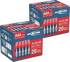 ANSMANN šarminės baterijos Micro AAA / LR03 1,5 V / Ilgaamžės šarminės baterijos ekonomiška pakuotė praktiškoje dėžutėje / 40 vnt.