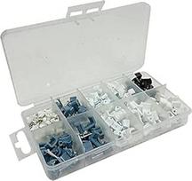 Bulk Hardware BH06595 Plokščiųjų vartininko ir E kabelių spaustukų, varinių laidų ir šautuvo koaksialinių spaustukų asortimentas 10 skyrių dėklas.