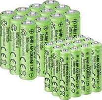 CICMOD AA ir AAA baterijų rinkinys, 24 vienetai įkraunamų baterijų - 12 vienetų AA baterijų 1200 mAh ir 12 vienetų AAA baterijų 600 mAh 1,2 V NI-MH saulės baterijų