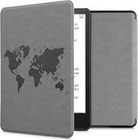 kwmobile dėklas, suderinamas su "Amazon Kindle Paperwhite" (11th Gen - 2021) - dirbtinės odos apsauginis elektroninės skaityklės dėklas - Travel Outline Grey