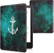kwmobile Flip Case Compatible with Amazon Kindle Paperwhite (11th Gen - 2021) - Dėklas elektroninei skaityklei - Anchor Map White Blue