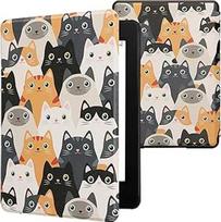 kwmobile Flip Case Compatible with Amazon Kindle Paperwhite 11th Generation 2021 Case - Flip Case for Kindle Paperwhite Case with Magnetic Closure - Cats