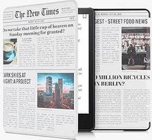 kwmobile Flip Case Compatible with Amazon Kindle Paperwhite 11th Generation 2021 Case - Flip Case for Kindle Paperwhite Case with Magnetic Closure - Newspaper