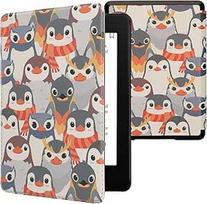 kwmobile Flip Case Compatible with Amazon Kindle Paperwhite 11th Generation 2021 Case - Flip Case for Kindle Paperwhite Case with Magnetic Closure - Penguins