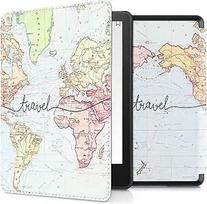 kwmobile Klapphülle kompatibel mit Amazon Kindle Paperwhite 11. Generation 2021 Hülle - Flipcase für Kindle Paperwhite Hülle mit Magnetverschluss - Travel Schriftzug