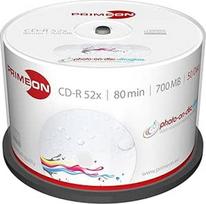Primeon CD-R 80Min/700MB/52x Cakebox (50 diskų), 2761109 ((50 diskų) foto ant disko itin blizgus paviršius, atsparus vandeniui, spausdinamas rašaliniu spausdintuvu)
