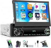 SIXTOP 1DIN automobilinis radijas "Bluetooth" su belaidžiu "CarPlay" ir "Android Car", 7 colių ištraukiamas IPS ekranas, 1DIN automobilinis radijas su ekvalaizeriu, FM, C tipo / USB / AUX Mirrorlink SWC + atbulinės eigos kamera ir mikrofonas